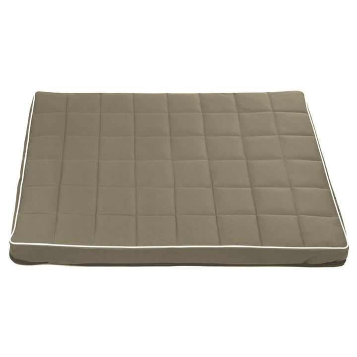 Mestizo Vigo Checked Cama Colchón para Perro Gato, Colchoneta para Mascotas con Funda Extraible, Color beige con borde blanco, 65x50 cm, MVCH-5-BEI-W-S