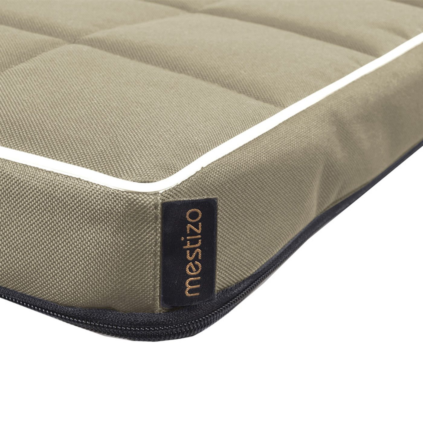 Mestizo Vigo Checked Cama Colchón para Perro Gato, Colchoneta para Mascotas con Funda Extraible, Color beige con borde blanco, 65x50 cm, MVCH-5-BEI-W-S