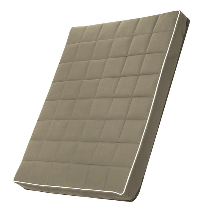 Mestizo Vigo Checked Cama Colchón para Perro Gato, Colchoneta para Mascotas con Funda Extraible, Color beige con borde blanco, 65x50 cm, MVCH-5-BEI-W-S