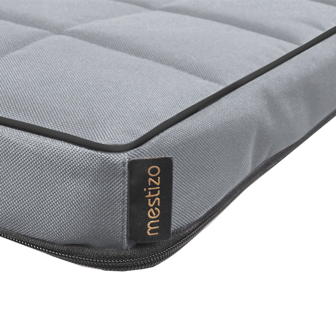 Mestizo Vigo Checked Cama Colchón para Perro Gato, Colchoneta para Mascotas con Funda Extraible, Color gris claro con borde negro, 65x50 cm, MVCH-5-GRA-B-S