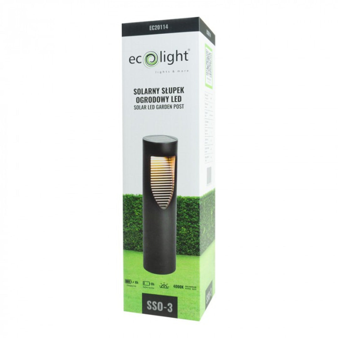 EcoLight Poste LED de jardín, Solar con sensor crepuscular, 4000K, IP54, SSO-3