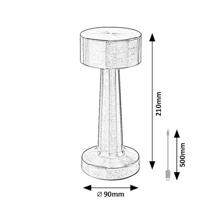 Rabalux Senan Lámpara de mesa, Luz elegante, LED de 2,7 W, 40 lm, Batería de 1200 mAh