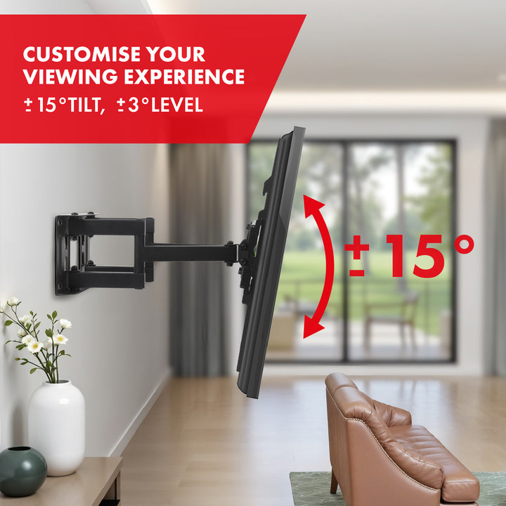 Suporte para TV Maclean, Max VESA 400x400, 32-75", 50 kg, ajuste de ângulo horizontal e vertical, perfil de 80-380 mm, preto, MC-788