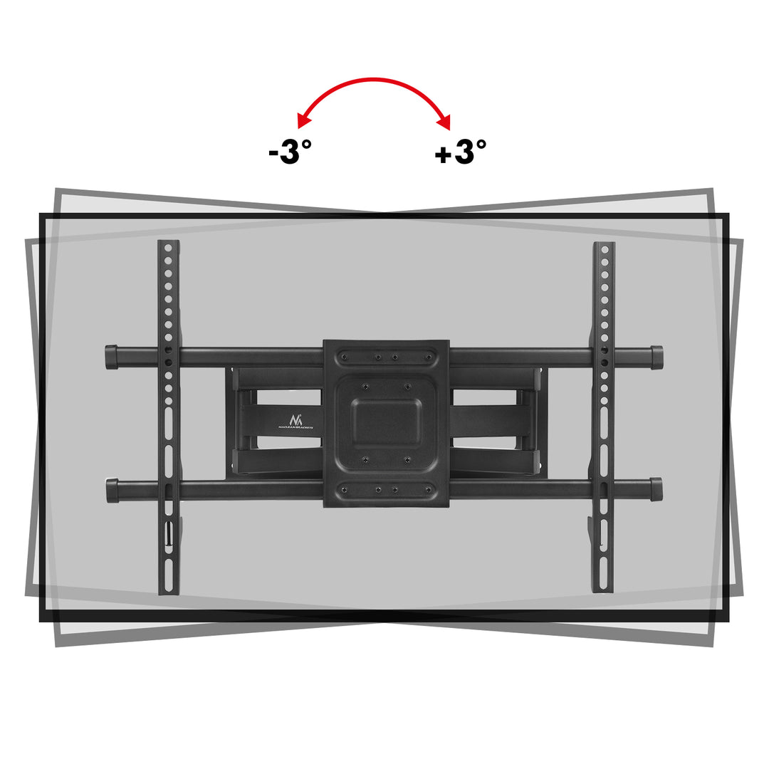 Suporte TV Maclean, Max VESA 600x400, 32-85", 60 kg, Ajuste de ângulo horizontal e vertical, Perfil 65-390 mm, Preto, MC-789