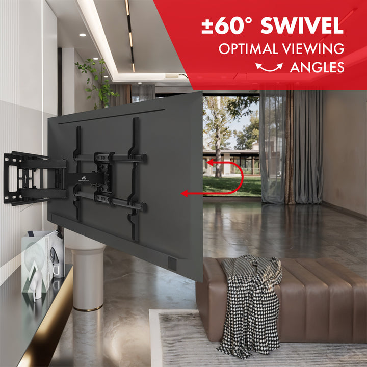 Suporte TV Maclean, Max VESA 600x400, 32-85", 60 kg, Ajuste de ângulo horizontal e vertical, Perfil 65-390 mm, Preto, MC-789
