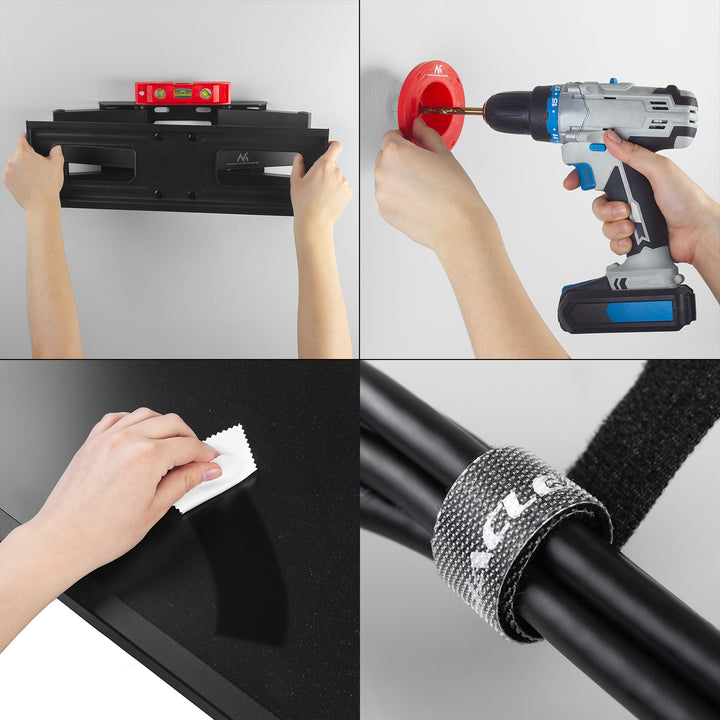 Suporte TV Maclean, Max VESA 600x400, 32-85", 60 kg, Ajuste de ângulo horizontal e vertical, Perfil 65-390 mm, Preto, MC-789