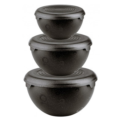 Prático conjunto de taças de plástico com tampa, 1,5L, 3L, 6L, preto, 10031298