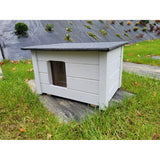 Casa isolada para cães e gatos Woodok, madeira de abeto, cinzento claro