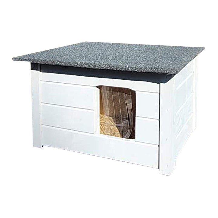 Woodok Caseta para Perros y Gatos, Aislada, Madera de Abeto, Color Gris Claro