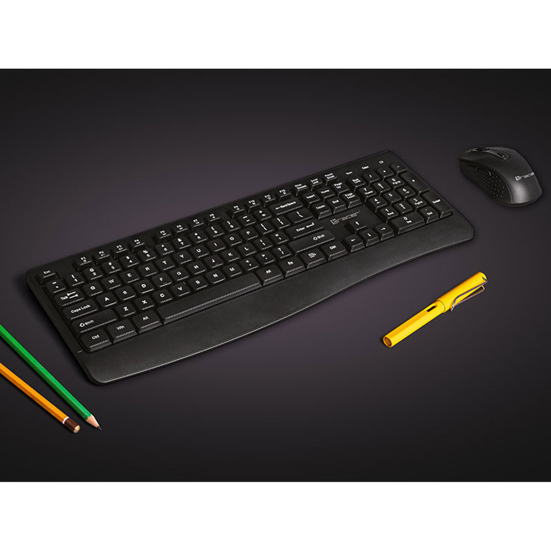 Tracer Juego de teclado + ratón, inalámbrico, sensor óptico, teclado de membrana, BARTIX II RF NANO