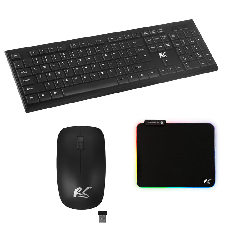 Teclado + ratón inalámbricos COMBO NanoRS, RS580 + alfombrilla de ratón