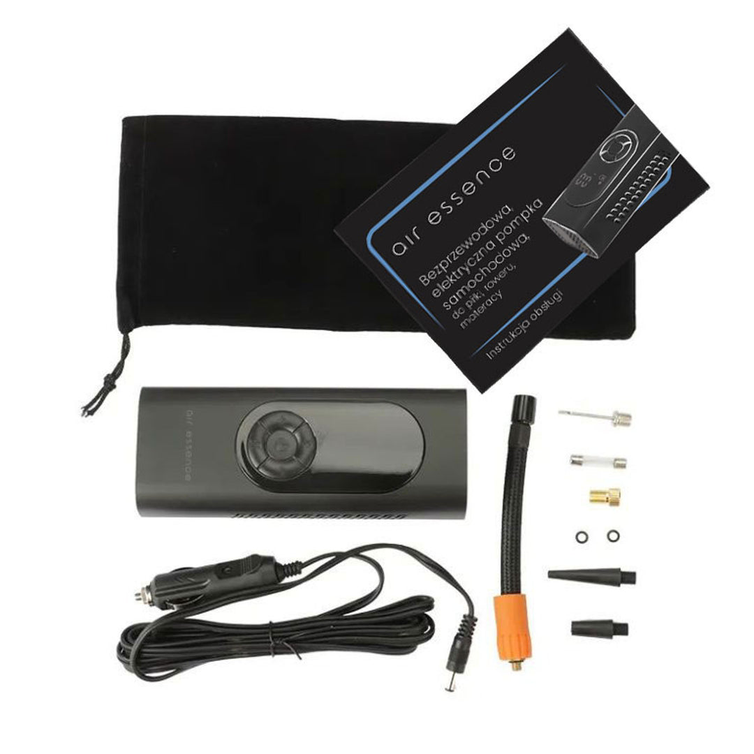 Air-Essence Pampero Bomba eléctrica inalámbrica para coche, balón, bicicleta, colchón, 80W-6BAR-100PSI-2000mAh