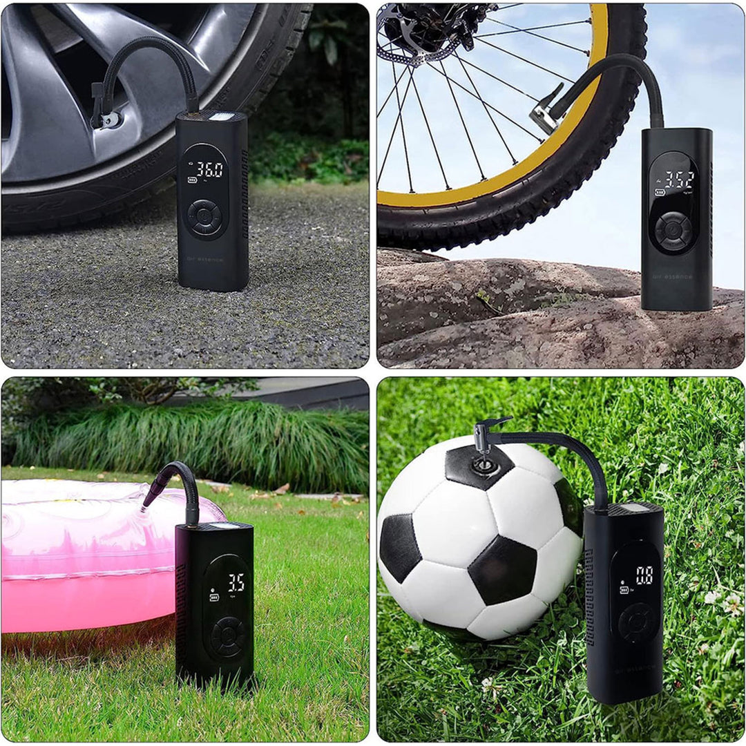 Air-Essence Pampero Bomba eléctrica inalámbrica para coche, balón, bicicleta, colchón, 80W-6BAR-100PSI-2000mAh