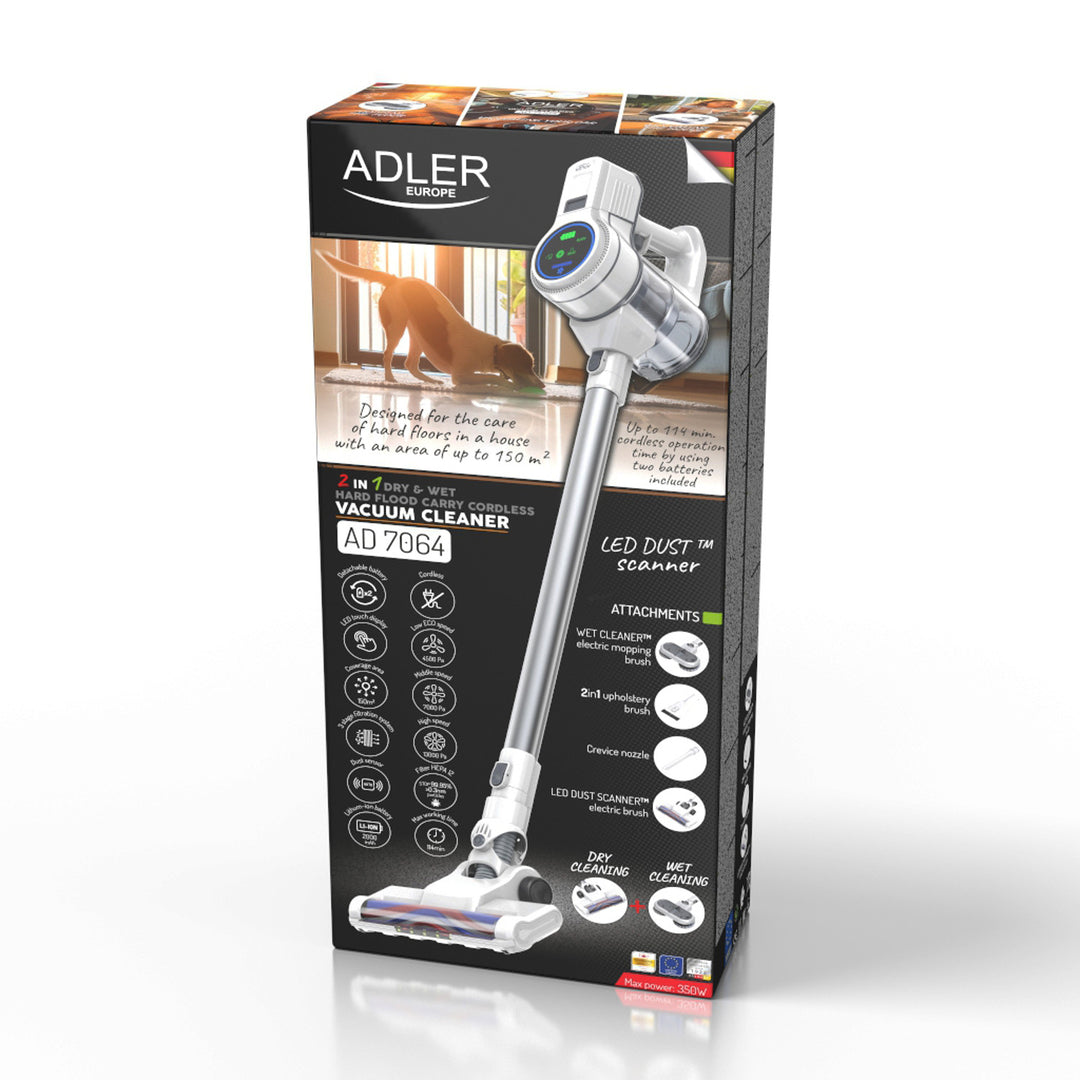 Aspirador vertical Adler AD 7064 2 em 1 para pavimentos duros secos e molhados