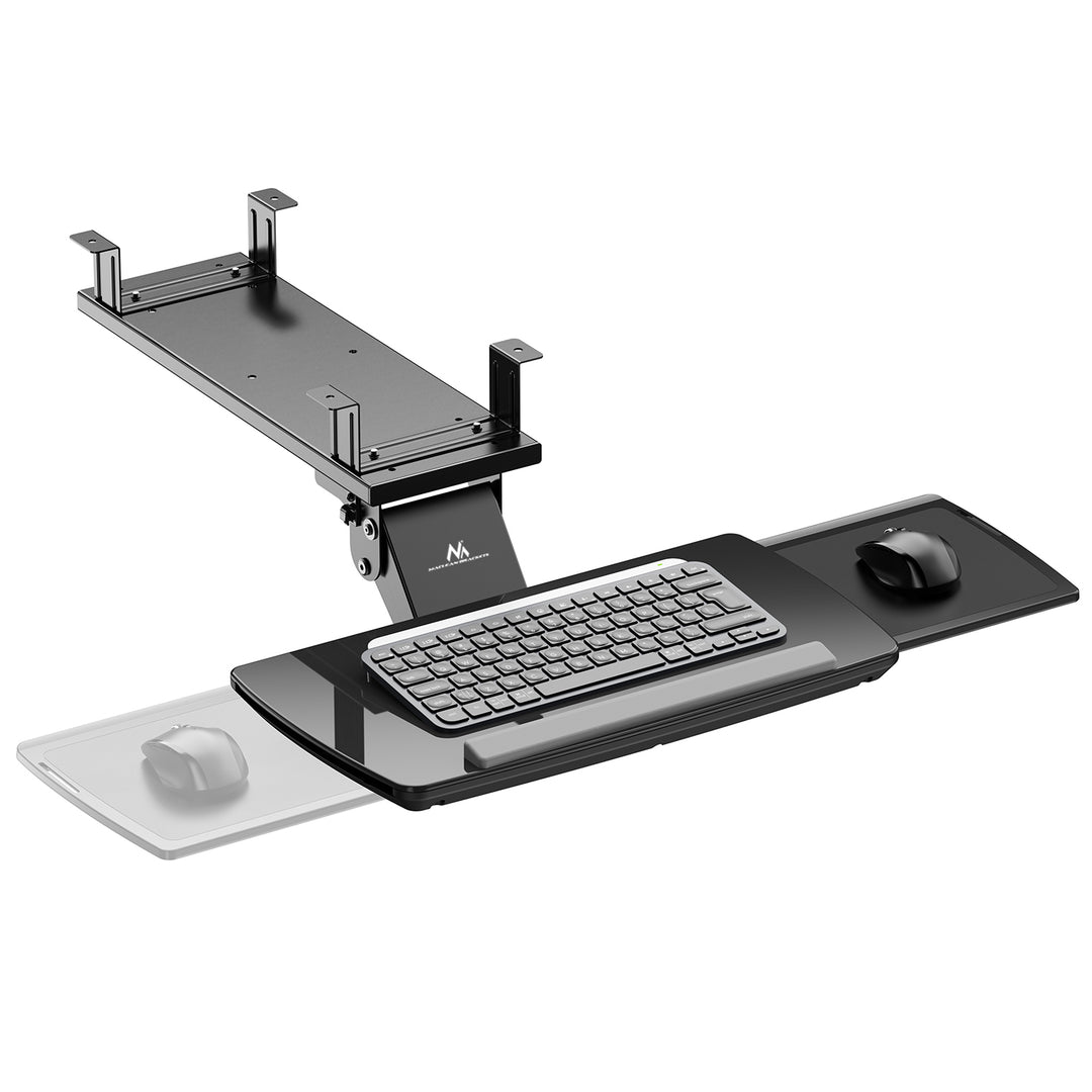 Suporte para teclado Maclean sob a secretária, ajustável, máx. 5 kg, preto, MC-156 B