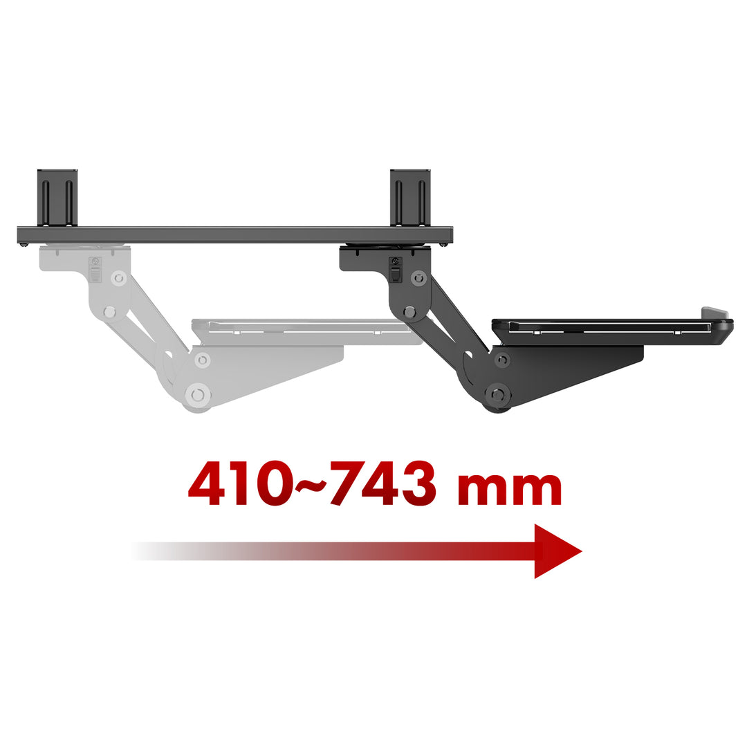 Suporte para teclado Maclean sob a secretária, ajustável, máx. 5 kg, preto, MC-156 B