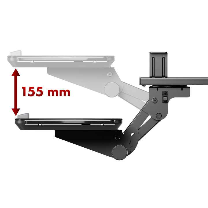 Suporte para teclado Maclean sob a secretária, ajustável, máx. 5 kg, preto, MC-156 B