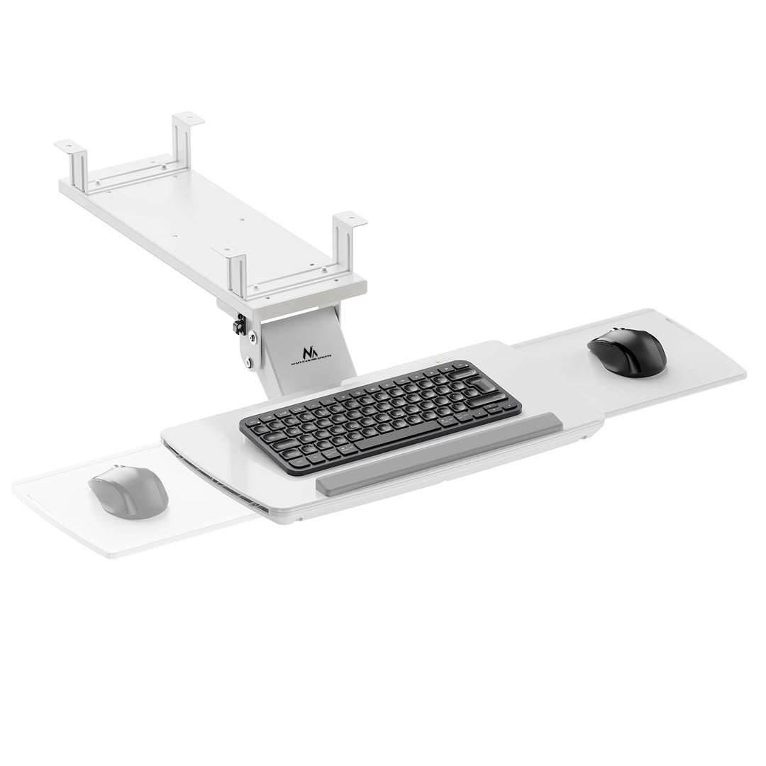 Suporte para teclado Maclean sob a secretária, ajustável, máx. 5 kg, branco, MC-156 W