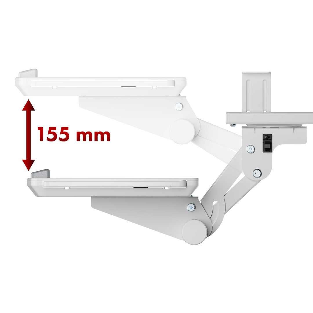 Suporte para teclado Maclean sob a secretária, ajustável, máx. 5 kg, branco, MC-156 W
