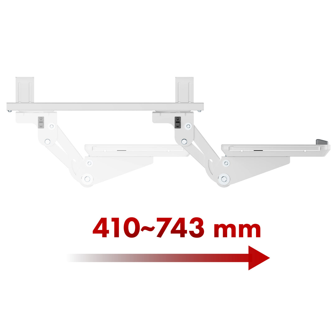 Suporte para teclado Maclean sob a secretária, ajustável, máx. 5 kg, branco, MC-156 W