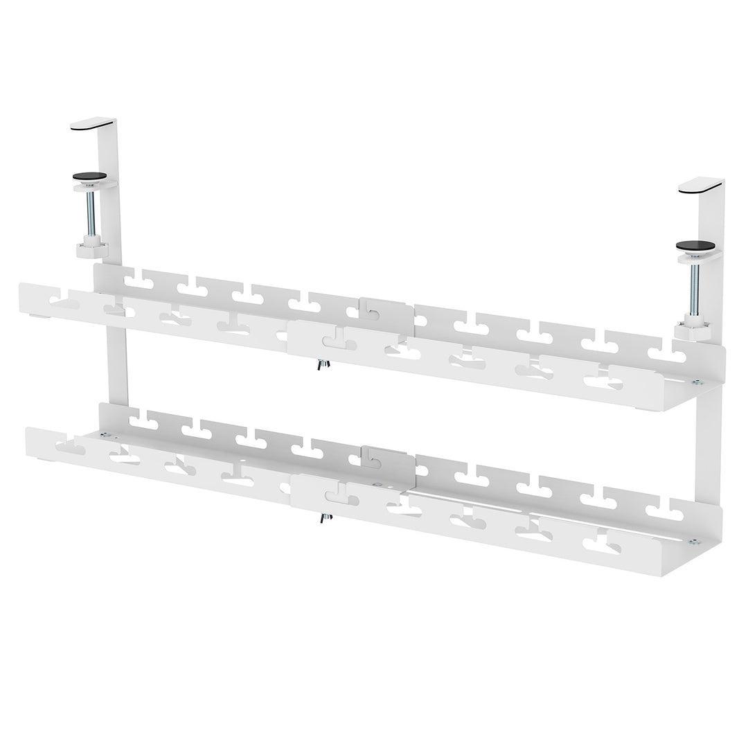 Organizador de cabos Maclean para secretária, carga máxima de 5 kg, comprimento máximo de 728 mm, 2 camadas, branco, MC-102 W 728 mm, 2 camadas, branco, MC-102 W