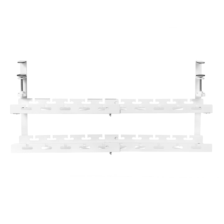 Organizador de cabos Maclean para secretária, carga máxima de 5 kg, comprimento máximo de 728 mm, 2 camadas, branco, MC-102 W 728 mm, 2 camadas, branco, MC-102 W