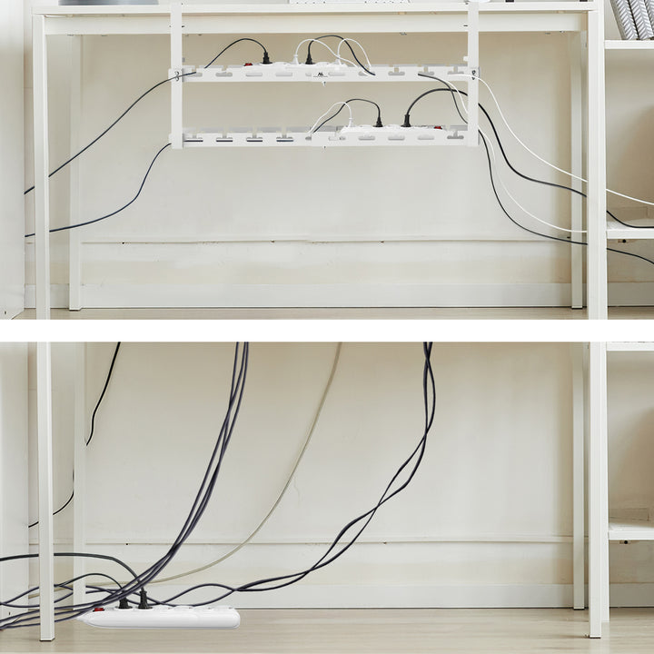 Organizador de cabos Maclean para secretária, carga máxima de 5 kg, comprimento máximo de 728 mm, 2 camadas, branco, MC-102 W 728 mm, 2 camadas, branco, MC-102 W