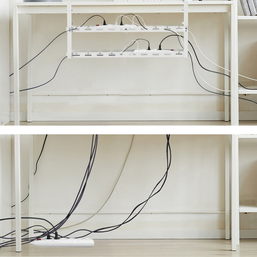 Organizador de cabos Maclean para secretária, carga máxima de 5 kg, comprimento máximo de 728 mm, 2 camadas, branco, MC-102 W 728 mm, 2 camadas, branco, MC-102 W