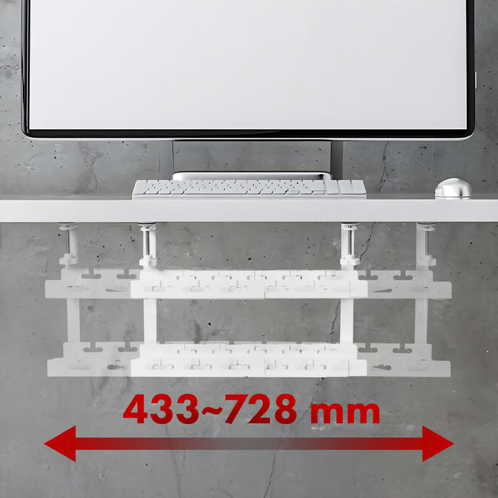 Organizador de cabos Maclean para secretária, carga máxima de 5 kg, comprimento máximo de 728 mm, 2 camadas, branco, MC-102 W 728 mm, 2 camadas, branco, MC-102 W