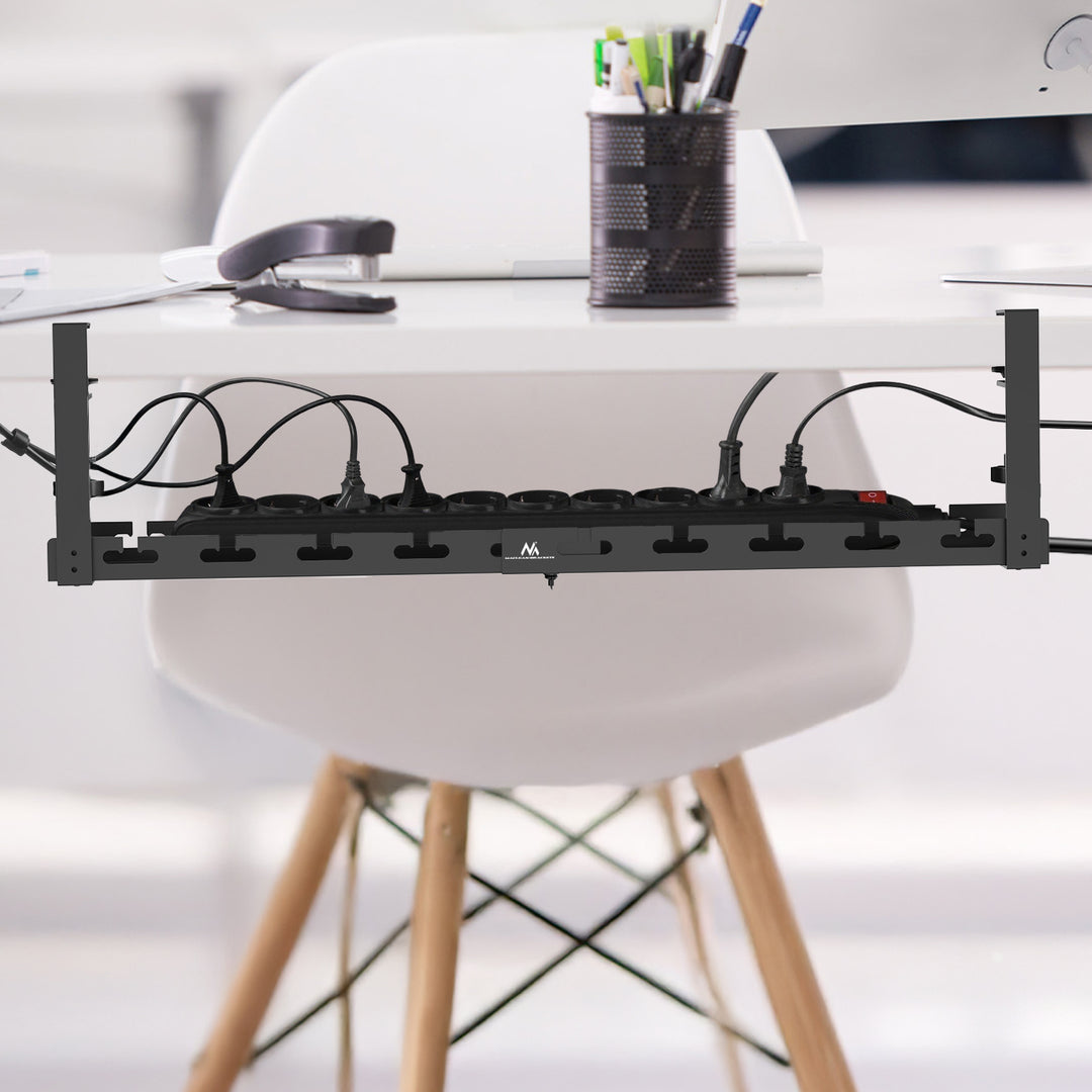 Organizador de cabos por baixo da mesa Maclean, carga máxima de 5 kg, comprimento máximo de 728 mm, preto, MC-103 B 728 mm, preto, MC-103 B