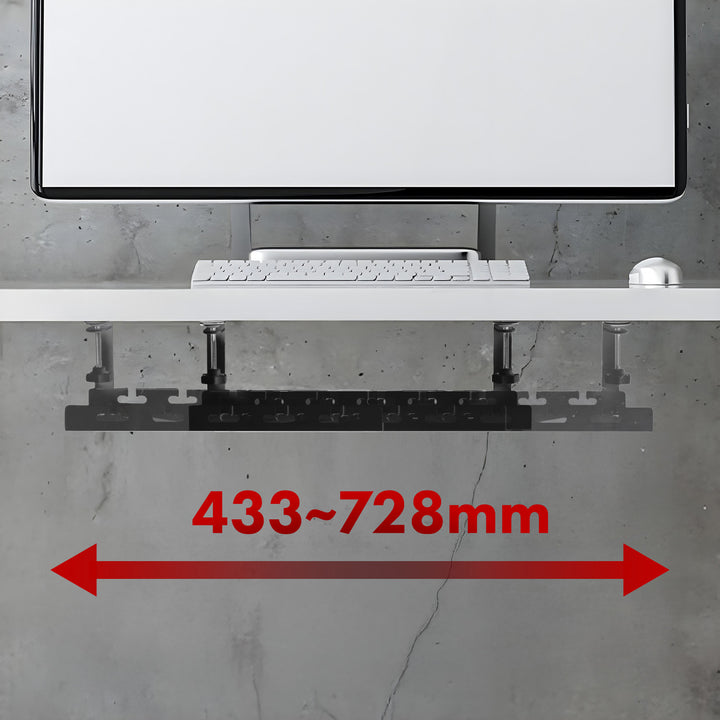 Organizador de cabos por baixo da mesa Maclean, carga máxima de 5 kg, comprimento máximo de 728 mm, preto, MC-103 B 728 mm, preto, MC-103 B