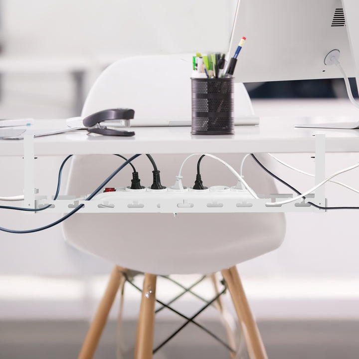 Organizador de cabos por baixo da mesa Maclean, carga máxima de 5 kg, comprimento máximo de 728 mm, branco, MC-103 W 728 mm, branco, MC-103 W