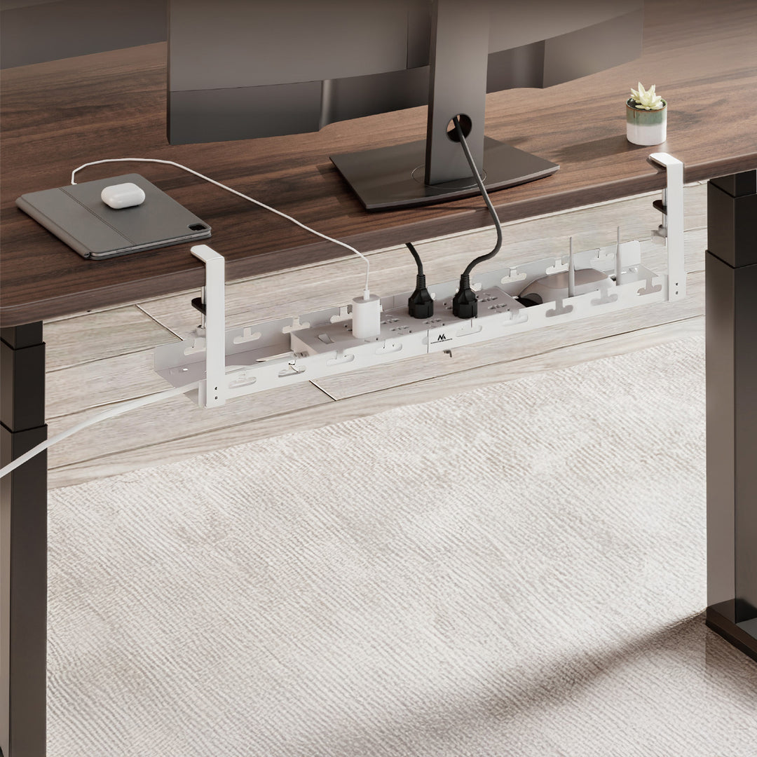 Organizador de cabos por baixo da mesa Maclean, carga máxima de 5 kg, comprimento máximo de 728 mm, branco, MC-103 W 728 mm, branco, MC-103 W