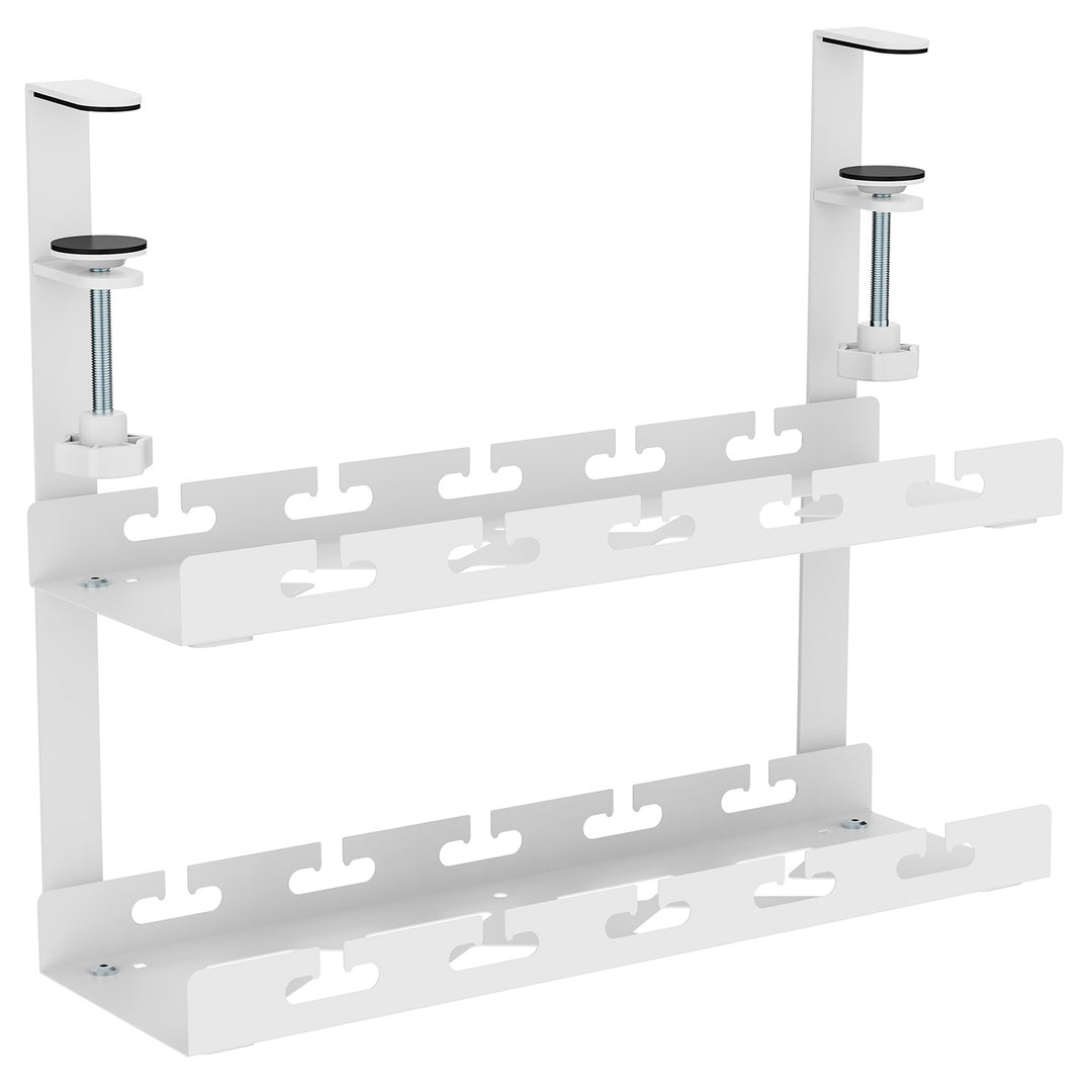 Organizador de cabos por baixo da mesa Maclean MC-104 W, carga máxima de 5 kg, 2 camadas, branco