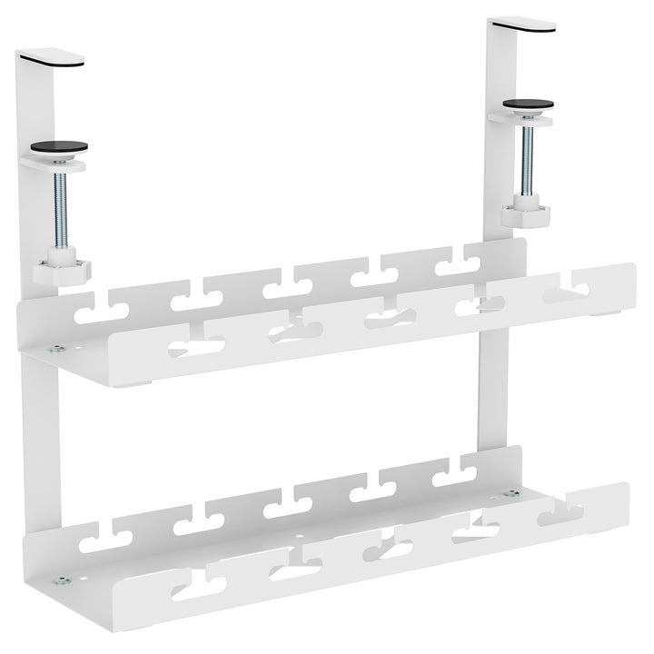 Organizador de cabos por baixo da mesa Maclean MC-104 W, carga máxima de 5 kg, 2 camadas, branco