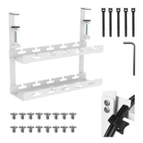 Organizador de cabos por baixo da mesa Maclean MC-104 W, carga máxima de 5 kg, 2 camadas, branco