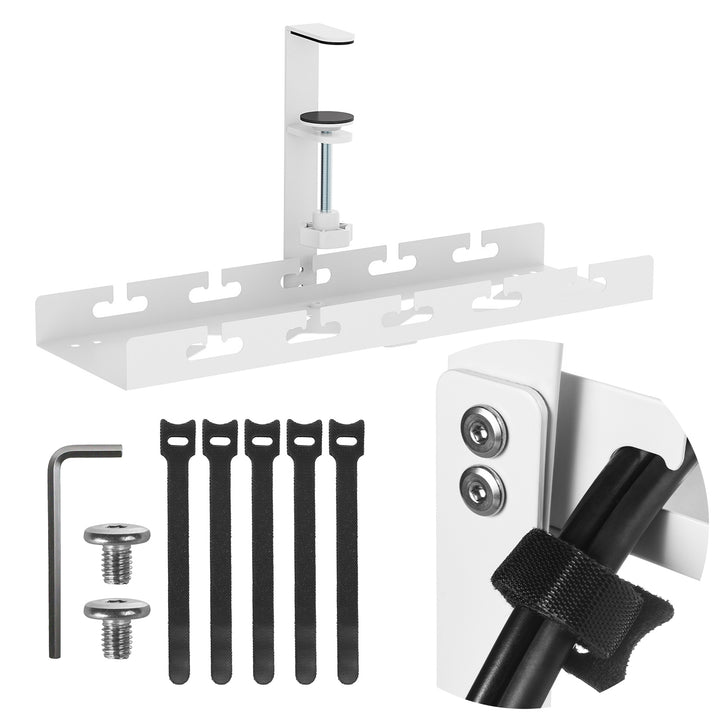 Organizador de cabos por baixo da mesa Maclean MC-105 W, carga máxima de 5 kg, branco