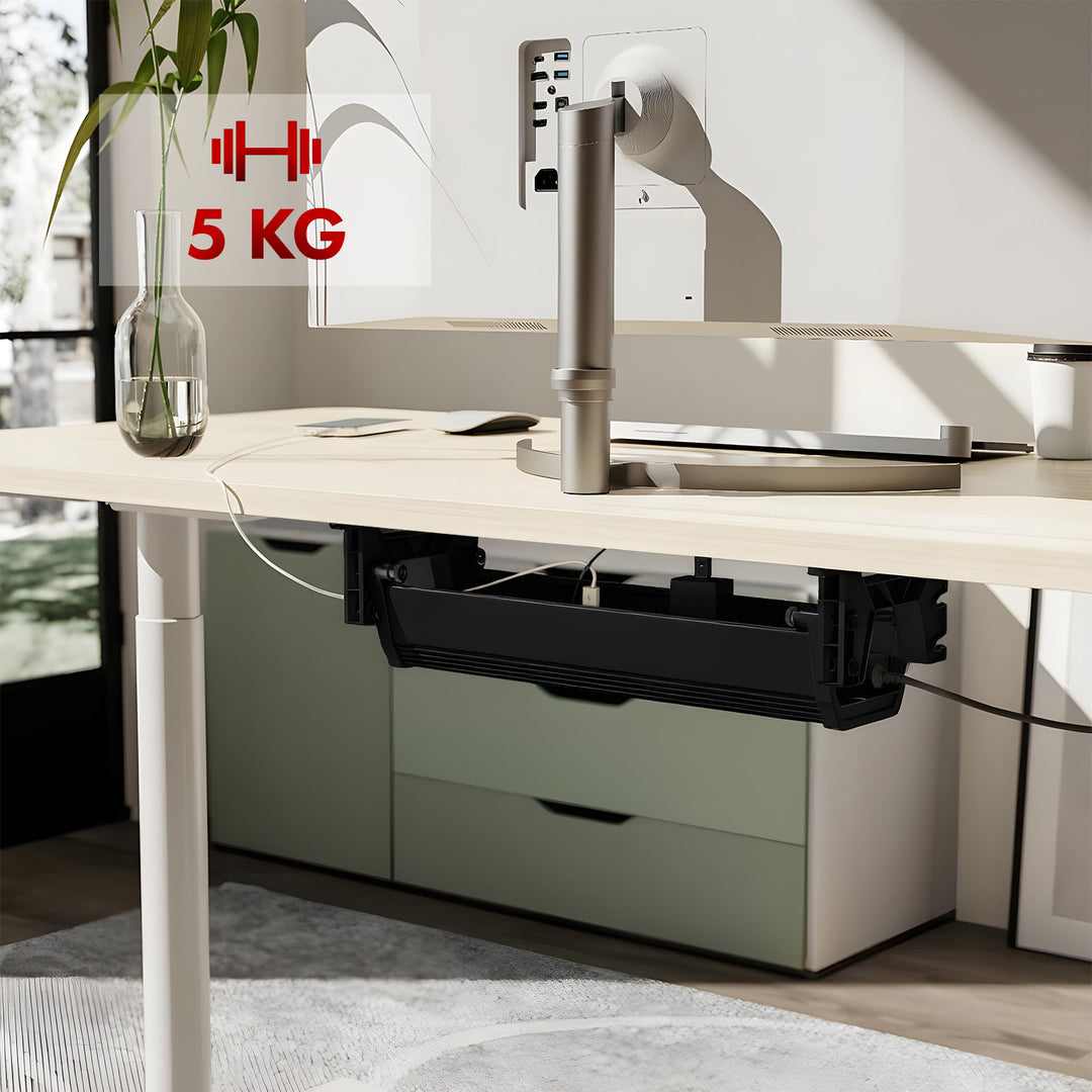 Organizador de cabos por baixo da mesa Maclean, carga máxima de 5 kg, preto, MC-106 B