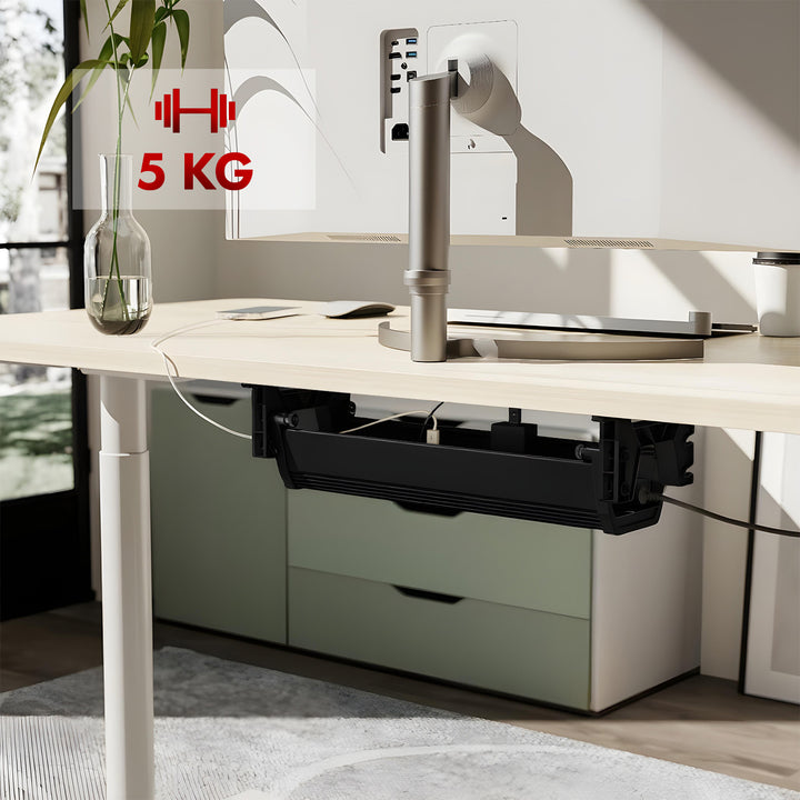 Organizador de cabos por baixo da mesa Maclean, carga máxima de 5 kg, preto, MC-106 B