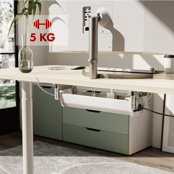 Organizador de cabos por baixo da mesa Maclean, carga máxima de 5 kg, branco, MC-106 W