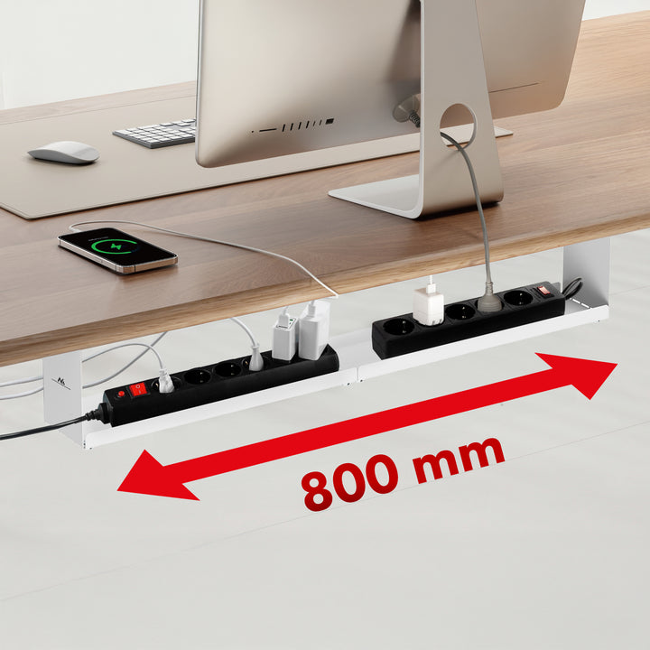 Organizador de cabos compacto para secretária Maclean, carga máxima de 5 kg, branco, MC-107 W