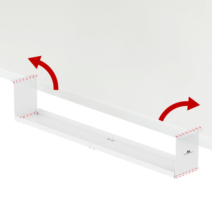 Organizador de cabos compacto para secretária Maclean, carga máxima de 5 kg, branco, MC-107 W