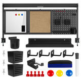 Ergo Office ER-300 B Divisor / Organizador de escritorio, Carga máx. 10kg, Blanco y Tablero de corcho, ancho 1250mm, Color negro