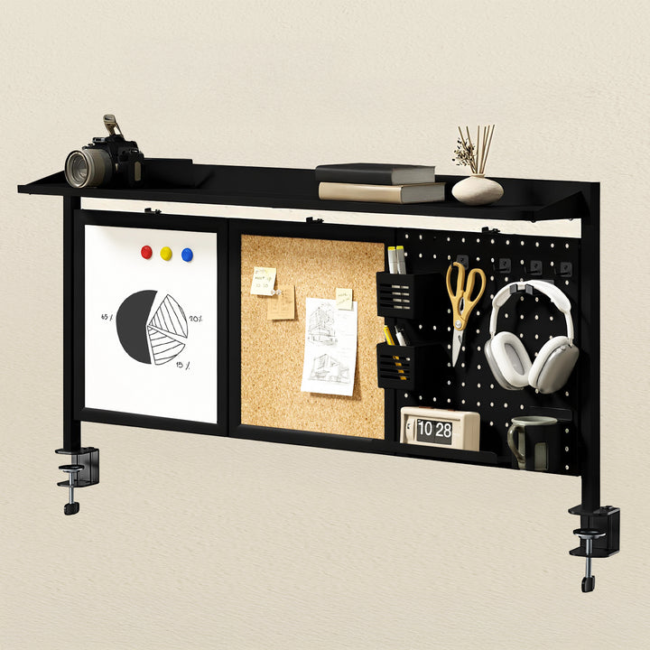 Organizador/Divisório de Mesa Ergo Office ER-300 B, Carga Máxima 10 kg, Branco e Cortiça, Largura 1250 mm, Preto