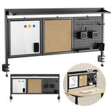 Ergo Office ER-300 B Divisor / Organizador de escritorio, Carga máx. 10kg, Blanco y Tablero de corcho, ancho 1250mm, Color negro