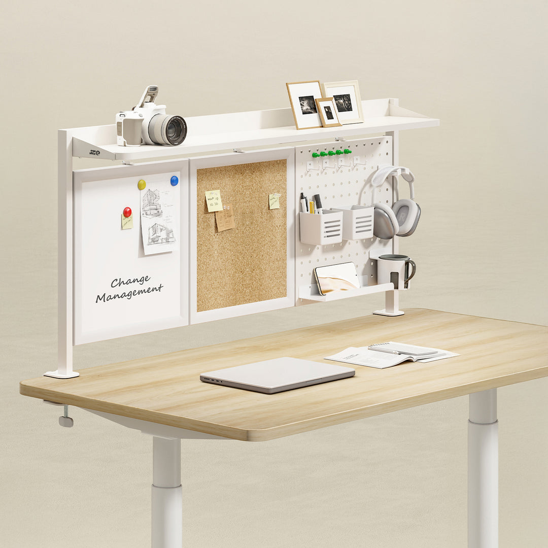 Organizador/Separador de Mesa Ergo Office ER-300 W, Carga Máxima 10 kg, Branco e Cortiça, Largura 1250 mm, Branco