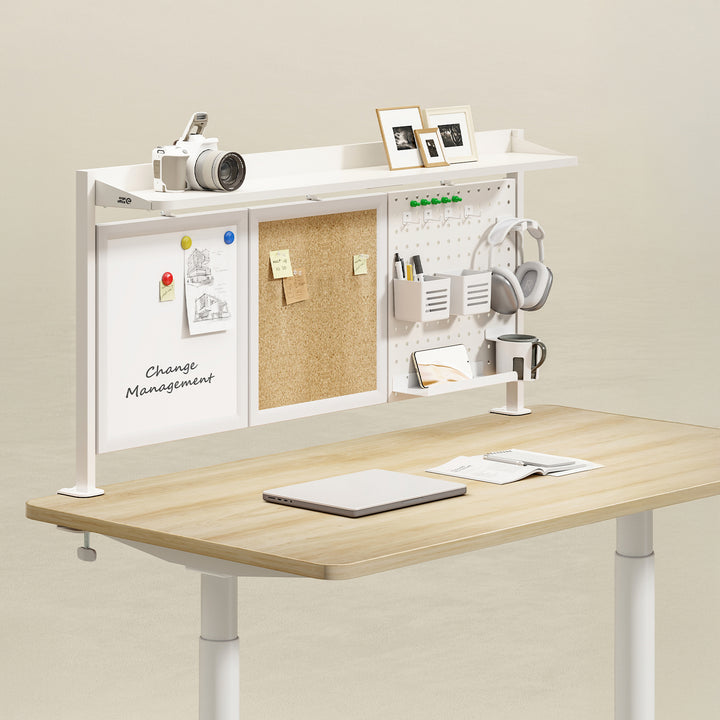Organizador/Separador de Mesa Ergo Office ER-300 W, Carga Máxima 10 kg, Branco e Cortiça, Largura 1250 mm, Branco