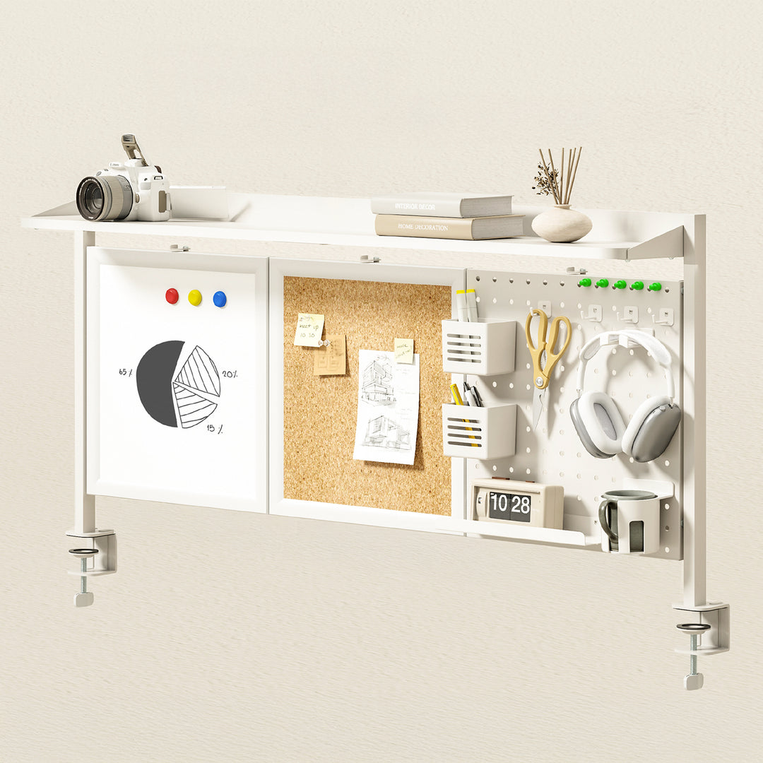 Organizador/Separador de Mesa Ergo Office ER-300 W, Carga Máxima 10 kg, Branco e Cortiça, Largura 1250 mm, Branco