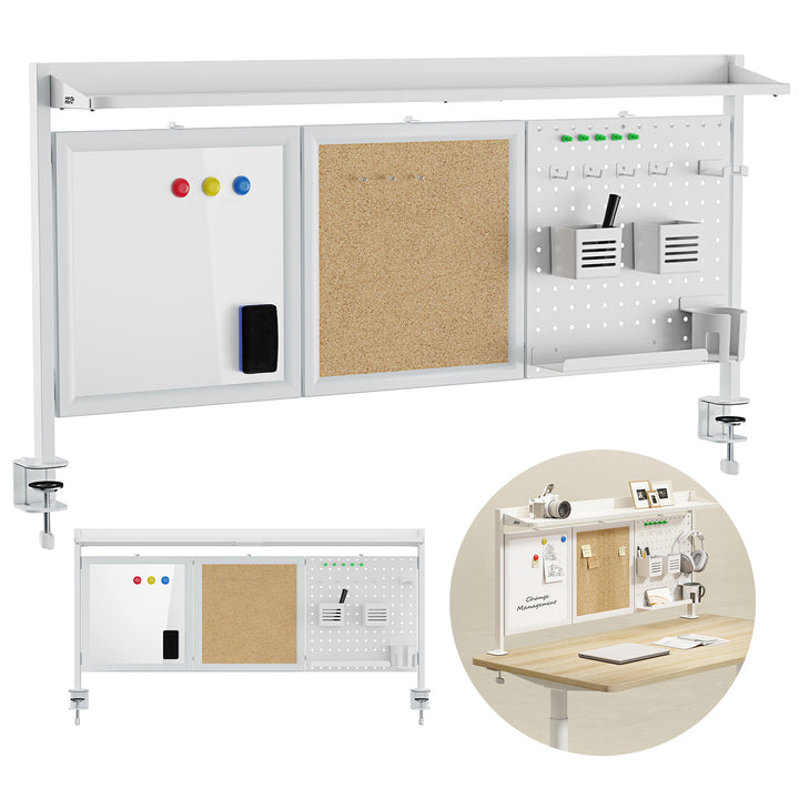 Organizador/Separador de Mesa Ergo Office ER-300 W, Carga Máxima 10 kg, Branco e Cortiça, Largura 1250 mm, Branco