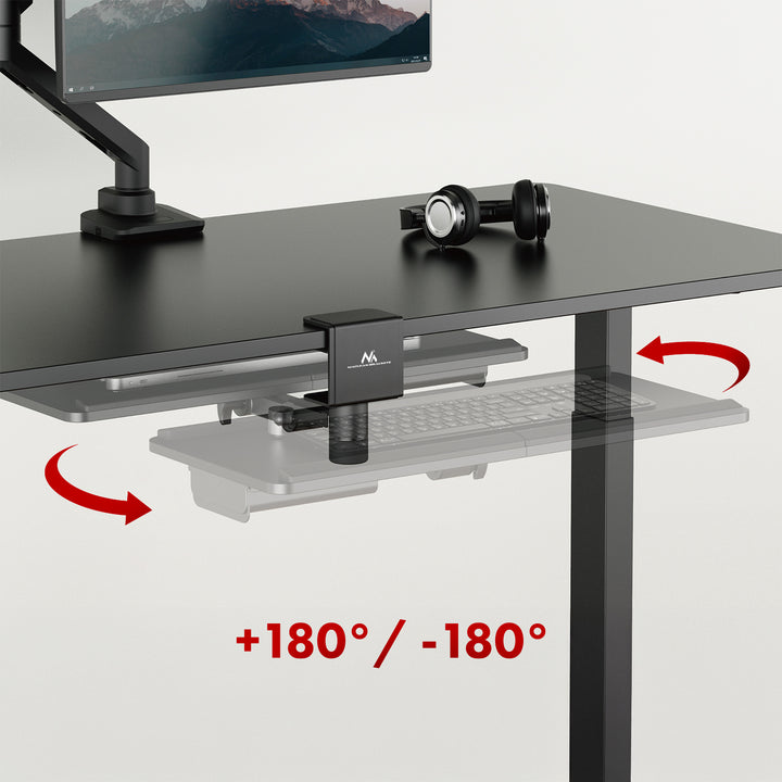 Suporte de teclado Maclean para secretária, carga máxima de 5 kg, ajustável horizontal e verticalmente, preto, MC-108 B